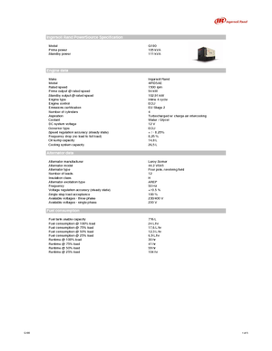 डीजल पावर जनरेटर Ingersoll-Rand G 100