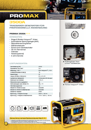 डीजल पावर जनरेटर Vanguard Promax 3500 A