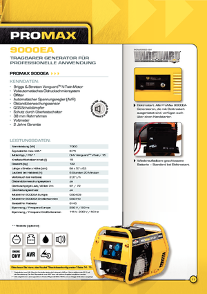 डीजल पावर जनरेटर Vanguard Promax 9000 EA