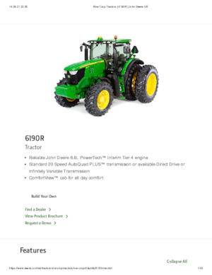 4WD ट्रैक्टर John Deere 6190 R
