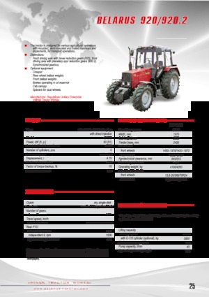 4WD ट्रैक्टर Belarus 920.2 F