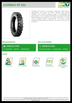कृषि टायर BKT AGRIMAX RT 955 210/95 R 32