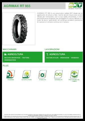 कृषि टायर BKT AGRIMAX RT 955 210/95 R 32