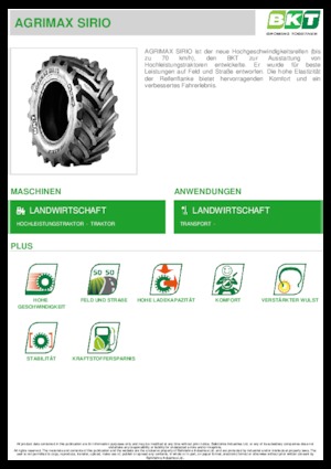 कृषि टायर BKT AGRIMAX SIRIO 540/65 R 38