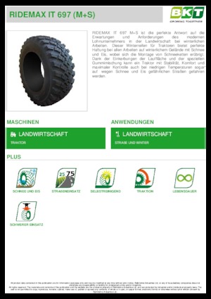 कृषि टायर BKT RIDEMAX IT 697 M+S 650/65 R 42