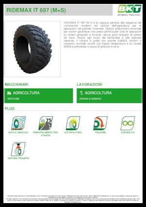 कृषि टायर BKT RIDEMAX IT 697 M+S 650/65 R 42