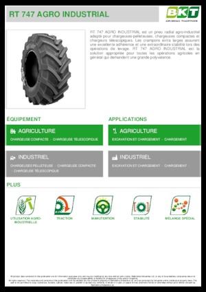 कृषि टायर BKT RT 747 AGRO INDUSTRIAL 460/70 R 24