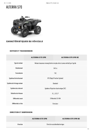 ऑल-टेरेन व्हीकल (एटीवी) और क्वाड Artic Cat ALTERRA 570 EPS 