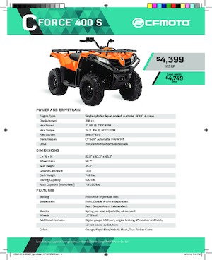 ऑल-टेरेन व्हीकल (एटीवी) और क्वाड CFMOTO CFORCE 400