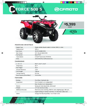 ऑल-टेरेन व्हीकल (एटीवी) और क्वाड CFMOTO CFORCE 500