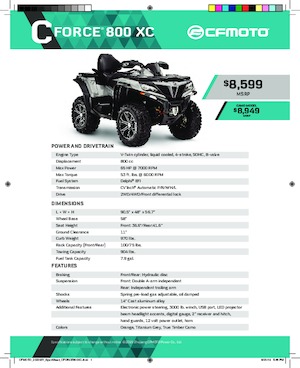 ऑल-टेरेन व्हीकल (एटीवी) और क्वाड CFMOTO CFORCE 800XC