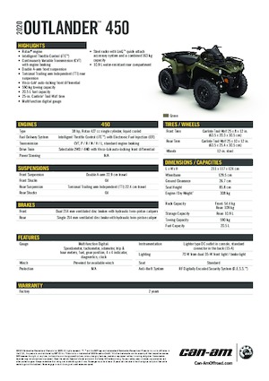 ऑल-टेरेन व्हीकल (एटीवी) और क्वाड can-am OUTLANDER 450 