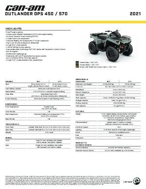 ऑल-टेरेन व्हीकल (एटीवी) और क्वाड can-am OUTLANDER 450 DPS 