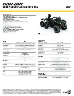 ऑल-टेरेन व्हीकल (एटीवी) और क्वाड can-am OUTLANDER MAX 6X6 DPS  450 
