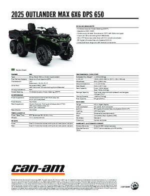 ऑल-टेरेन व्हीकल (एटीवी) और क्वाड can-am OUTLANDER MAX 6X6 DPS 650