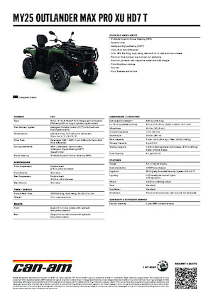 ऑल-टेरेन व्हीकल (एटीवी) और क्वाड can-am OUTLANDER MAX PRO XU HD7 T