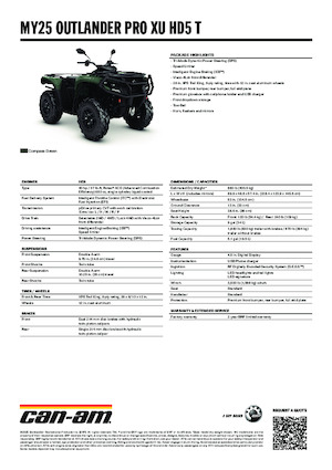 ऑल-टेरेन व्हीकल (एटीवी) और क्वाड can-am OUTLANDER PRO XU HD5 T