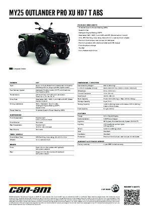 ऑल-टेरेन व्हीकल (एटीवी) और क्वाड can-am OUTLANDER PRO XU HD7 T ABS