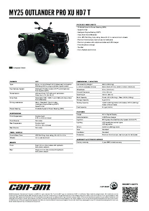 ऑल-टेरेन व्हीकल (एटीवी) और क्वाड can-am OUTLANDER PRO XU HD7 T