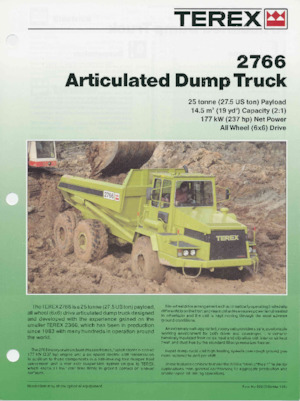 आर्टिकुलेटेड डंप ट्रक Terex 2766