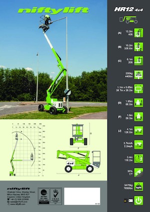 व्हील्ड आर्टिकुलेटिंग बूम लिफ्ट Niftylift HR12DE
