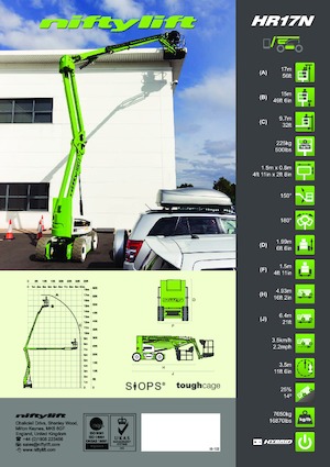 व्हील्ड आर्टिकुलेटिंग बूम लिफ्ट Niftylift HR17N