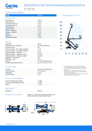 व्हील्ड आर्टिकुलेटिंग बूम लिफ्ट Genie Z-33/18
