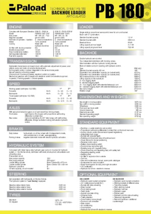 बैकहो लोडर Palazzani PB 180