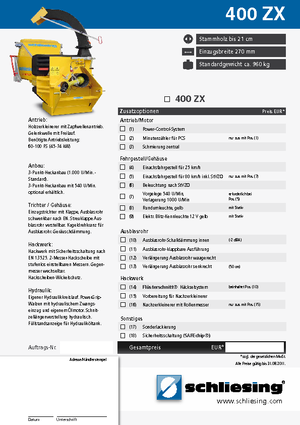 वुड चिपर Schliesing 400 ZX 270°