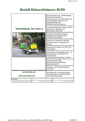 वुड चिपर Berkili B 15 D-k