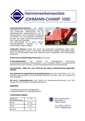 वुड चिपर Johli Champ 1000