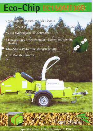 वुड चिपर Green Mech ECM 150 MT 30 D