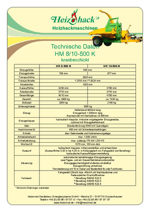 वुड चिपर Heizohack HM 8-500 KF