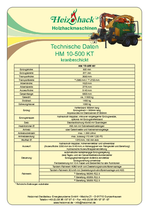 वुड चिपर Heizohack HM 10-500 KT