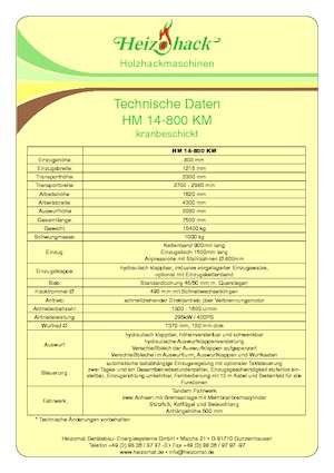 वुड चिपर Heizohack HM 14-800 KM