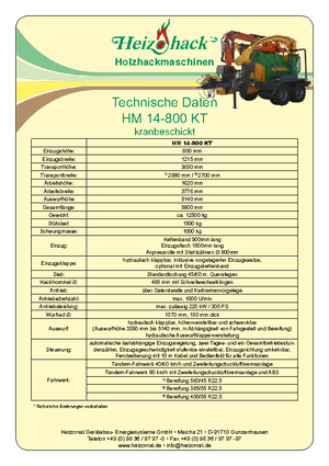 वुड चिपर Heizohack HM 14-800 KT 