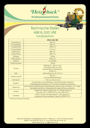 वुड चिपर Heizohack HM 6-300 VM