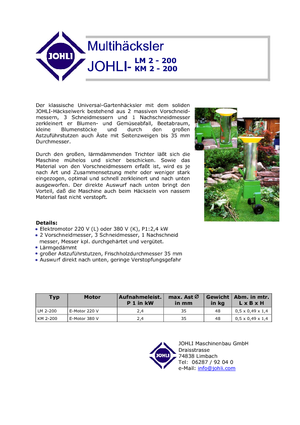 वुड चिपर Johli KM 2-200