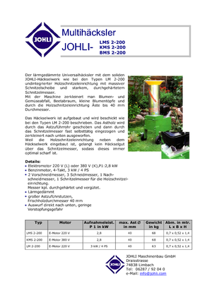 वुड चिपर Johli BMS 2-20