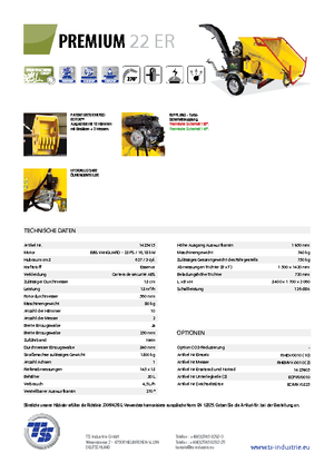 वुड चिपर TS-Industrie Premium 22 ER
