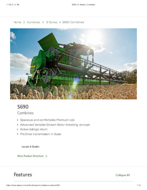 कंबाइन हार्वेस्टर John Deere S 690