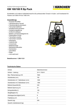 कॉम्पैक्ट स्वीपर Kärcher KM 100/100 R Bp Pack