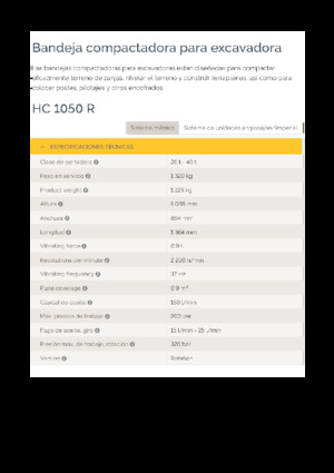 हाइड्रोलिक एक्सकेवेटर के लिए कॉम्पेक्टर Epiroc HC 1050 R 