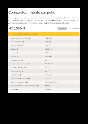 हाइड्रोलिक एक्सकेवेटर के लिए कॉम्पेक्टर Epiroc HC 1050 R 