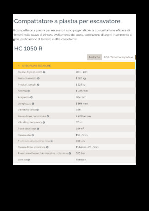 हाइड्रोलिक एक्सकेवेटर के लिए कॉम्पेक्टर Epiroc HC 1050 R 