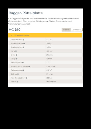 हाइड्रोलिक एक्सकेवेटर के लिए कॉम्पेक्टर Epiroc HC 150 