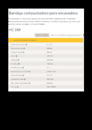 हाइड्रोलिक एक्सकेवेटर के लिए कॉम्पेक्टर Epiroc HC 150 