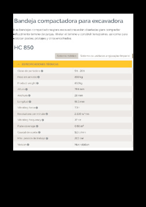 हाइड्रोलिक एक्सकेवेटर के लिए कॉम्पेक्टर Epiroc HC 850 