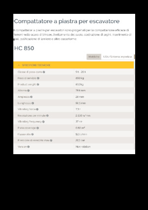 हाइड्रोलिक एक्सकेवेटर के लिए कॉम्पेक्टर Epiroc HC 850 