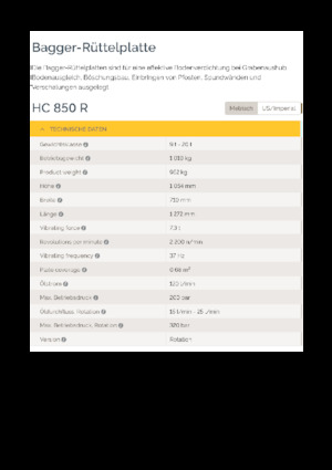 हाइड्रोलिक एक्सकेवेटर के लिए कॉम्पेक्टर Epiroc HC 850 R 